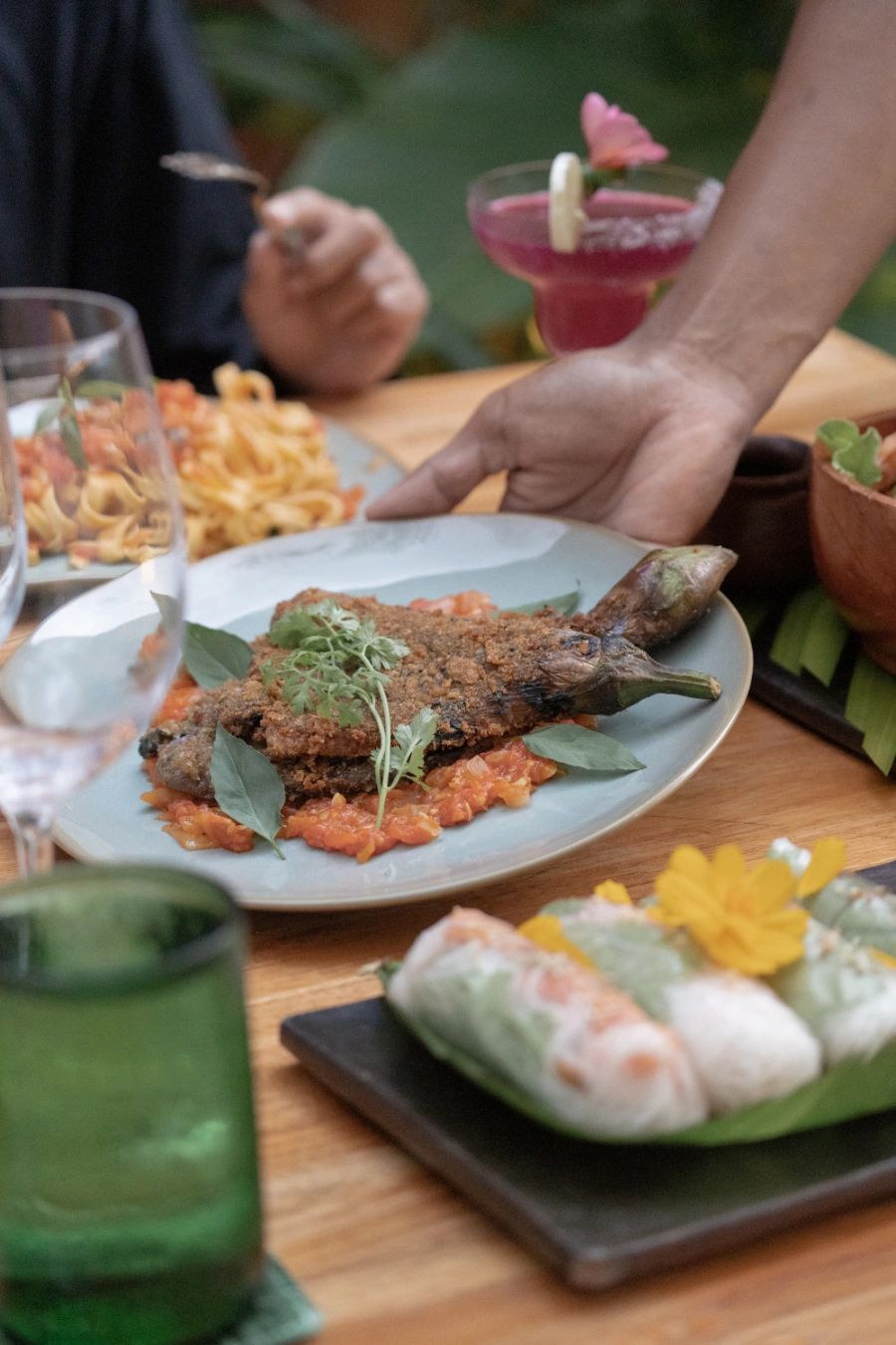 Vegan and vegetarian lunch and dinner options at Dejama Resort, Lombok